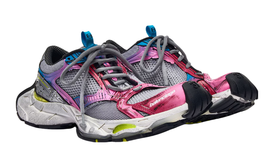 Women's Stapler Sneaker in Grey/blue/pink/neon Yellow/white