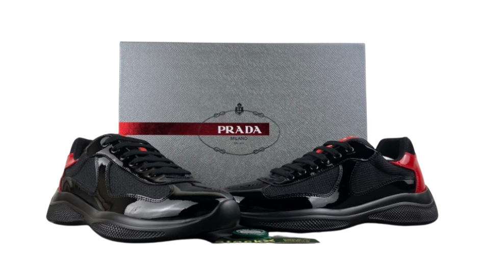 Prada America red and black knee leather