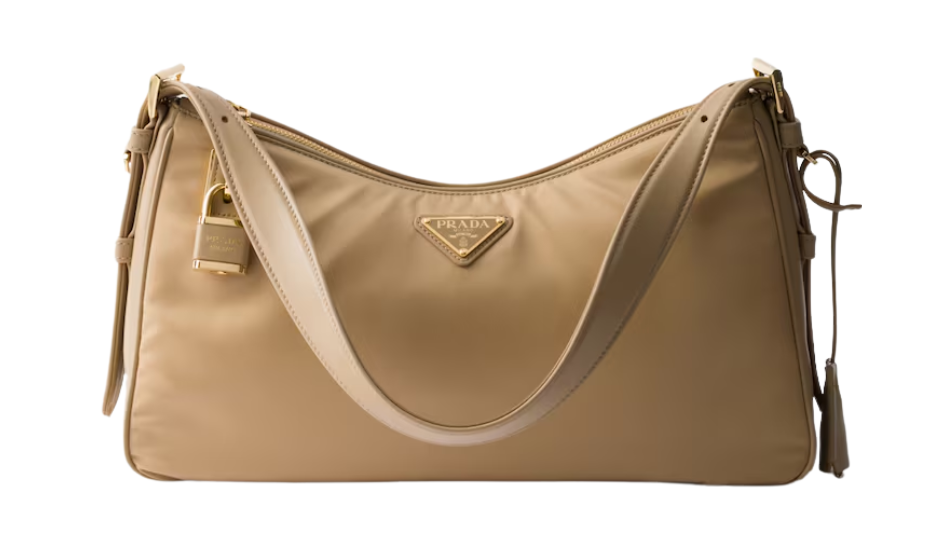 Prada Aimée large Re-Nylon and leather shoulder bag with padlock