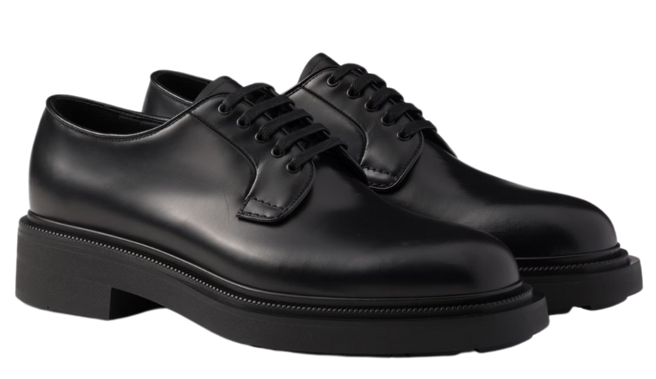 Brushed leather derby shoes