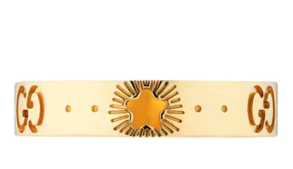 Icon yellow gold ring with stars