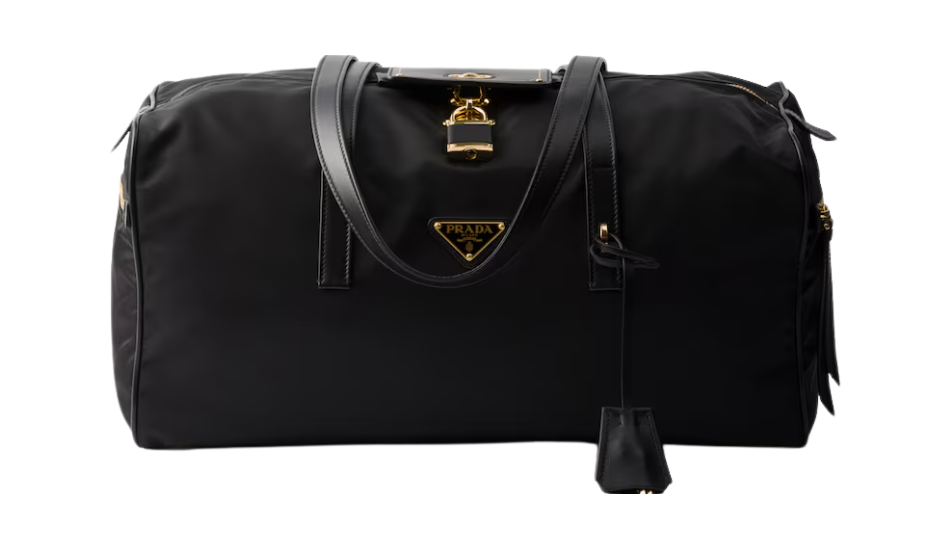 Large Re-Nylon top-handle bag with padlock