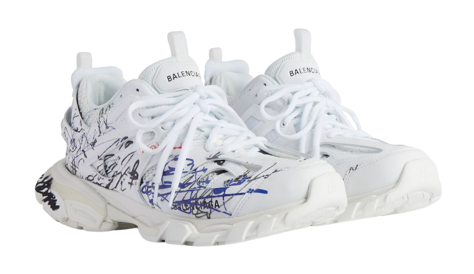 Women's Track Autographe Sneaker in White/black/blue/red