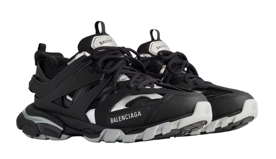 Women's Track Sneaker in Black/silver