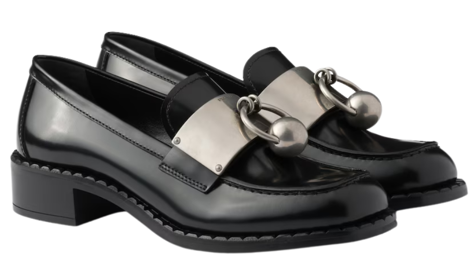 Brushed leather loafers with metal details