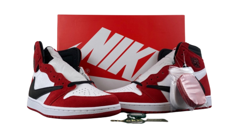 Travis Scott x Jordan Air Jordan 1 High Og Ts Sp white, black and red inverted hook