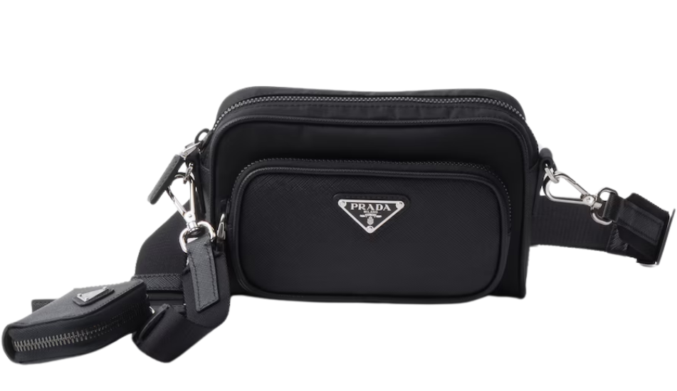 Re-Nylon and Saffiano leather shoulder bag