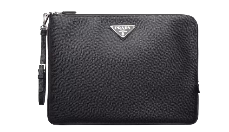 Large Saffiano leather pouch