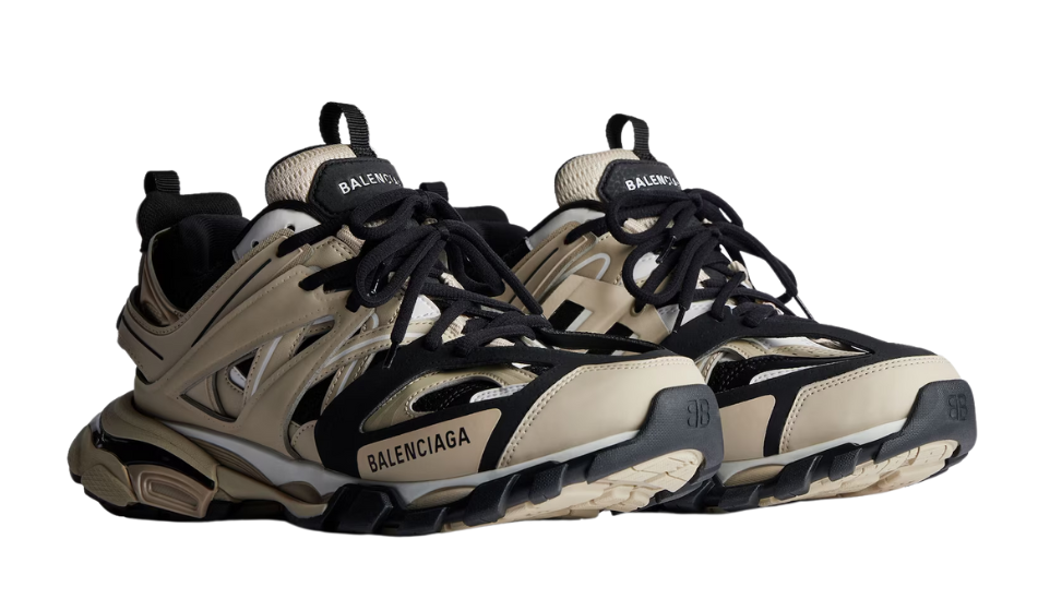 Women's Track Sneaker in Beige/black