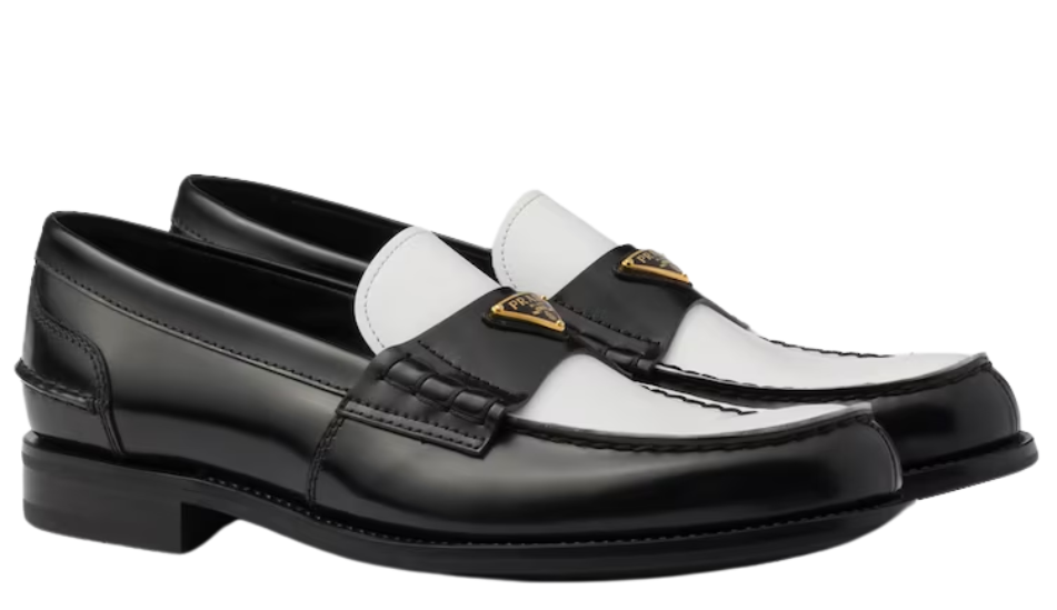 Two-tone brushed leather loafers