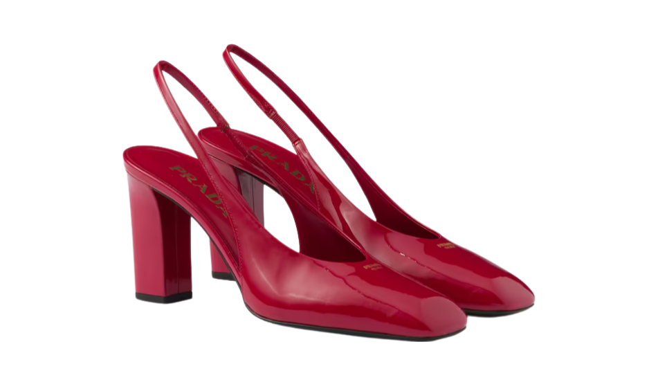 Patent leather slingback pumps