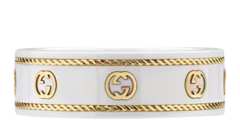 Icon ring with yellow gold Interlocking G