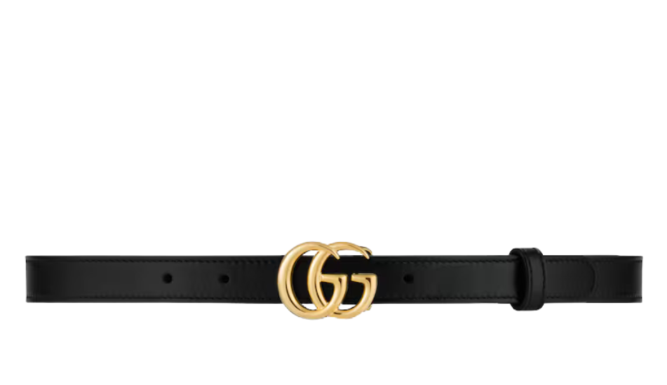 GG Marmont thin leather belt with shiny buckle