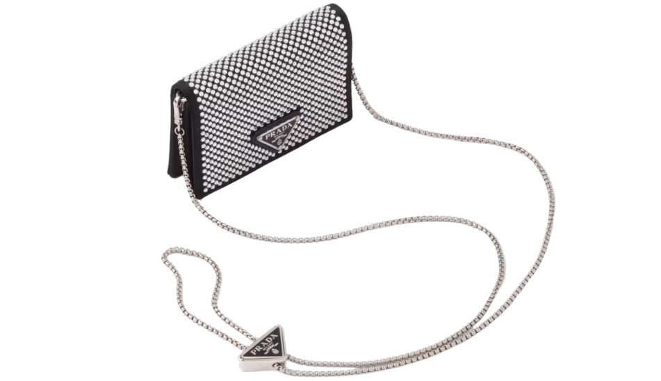 Cardholder with shoulder strap and crystals