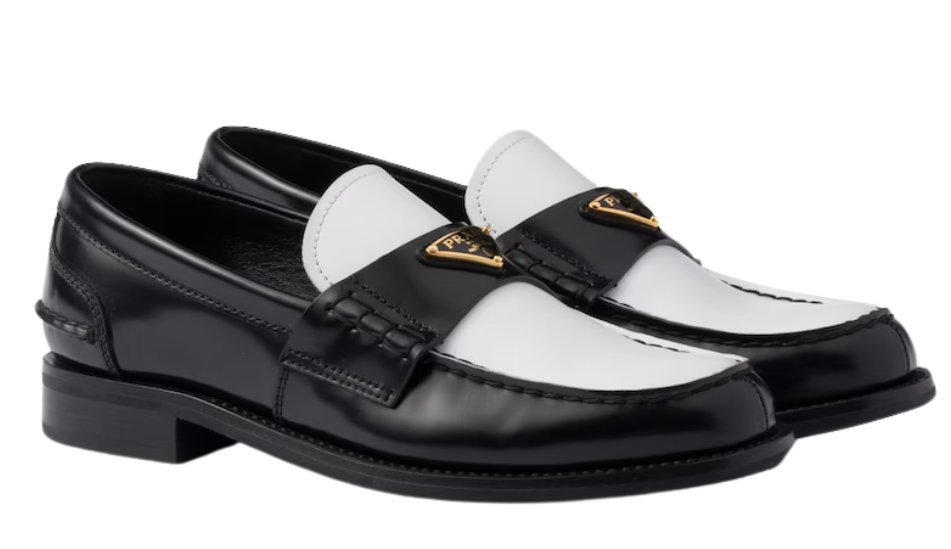 Two-tone brushed leather loafers