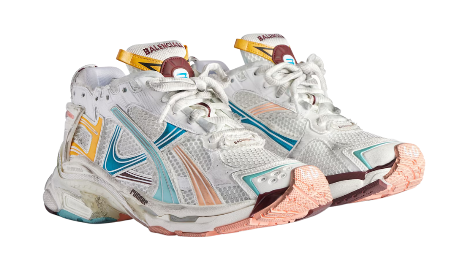 Women's Runner Sneaker in White/yellow/pink/blue