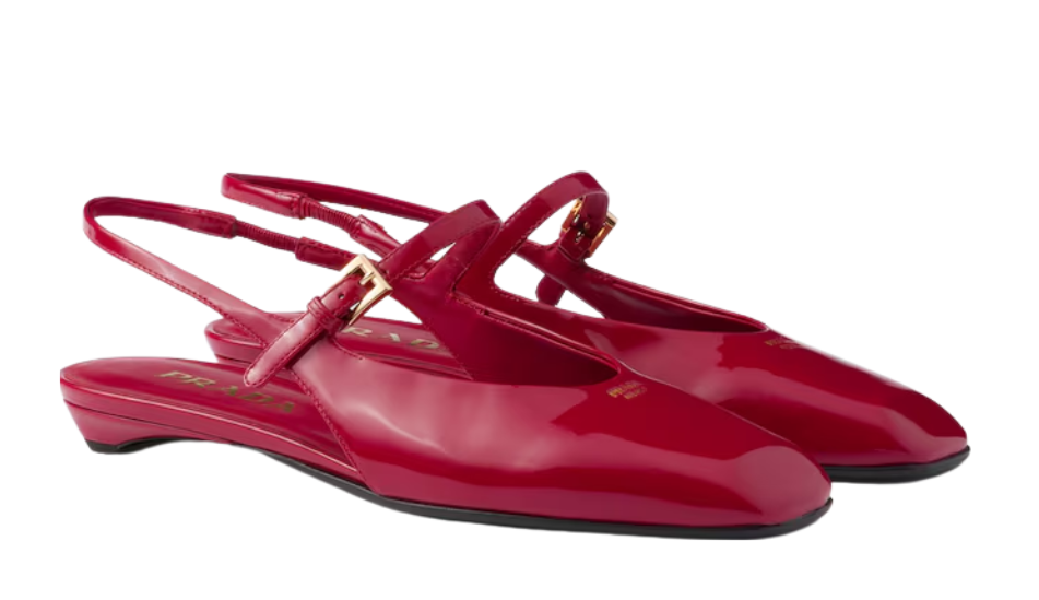 Patent leather slingback ballerinas