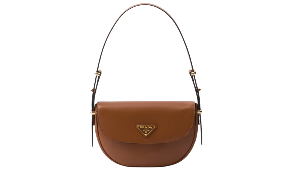 Prada Arqué leather shoulder bag with flap