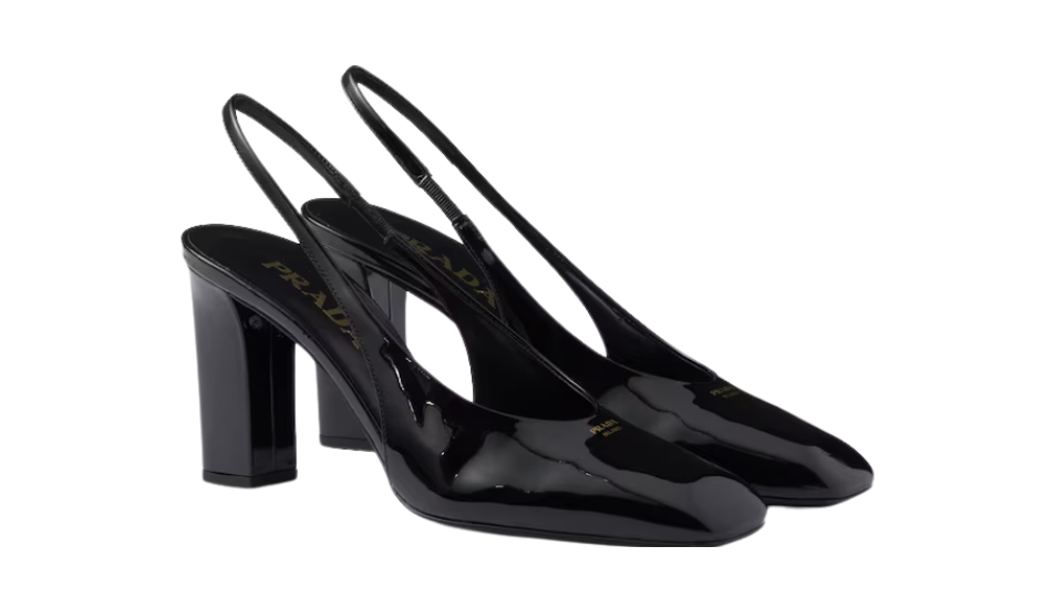 Patent leather slingback pumps