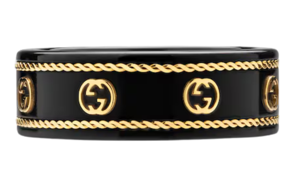 Icon ring with yellow gold Interlocking G