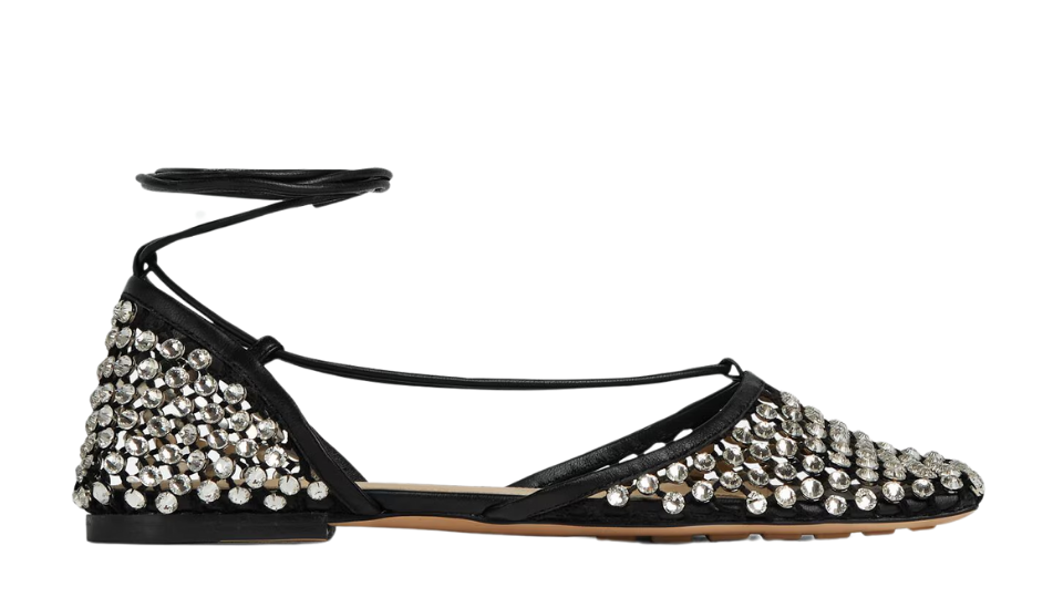 Sparkle Stretch Lace-Up Flat Sandal