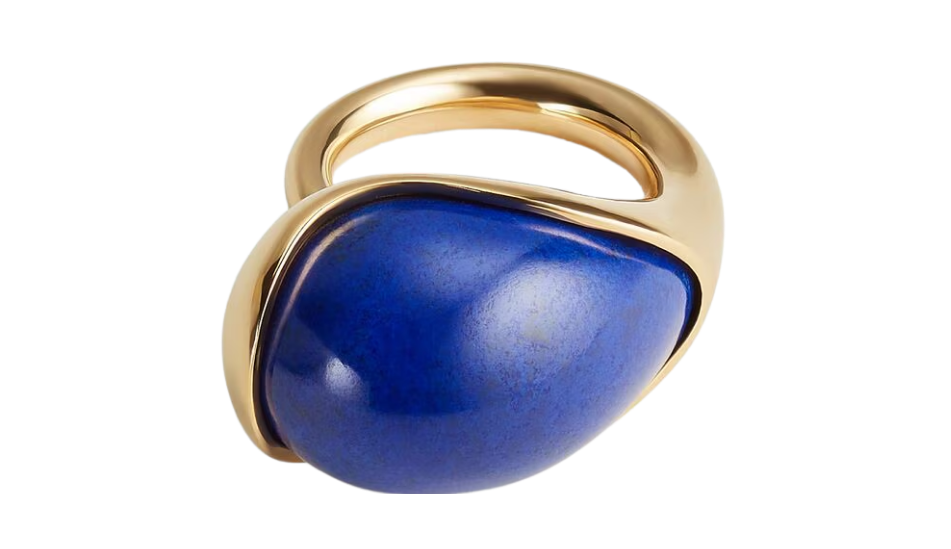 Drop Ring With Lapis Stone