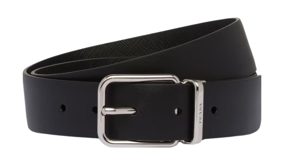 Reversible Saffiano and leather belt