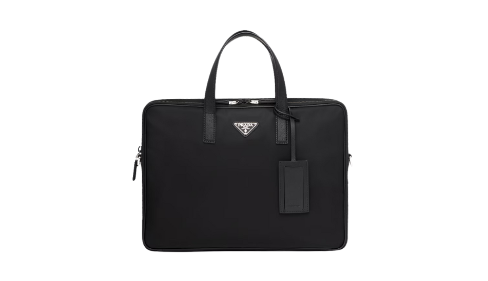 Re-Nylon and Saffiano leather briefcase