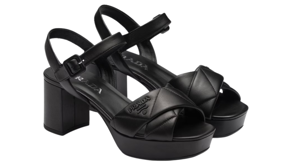 Quilted nappa leather platform sandals