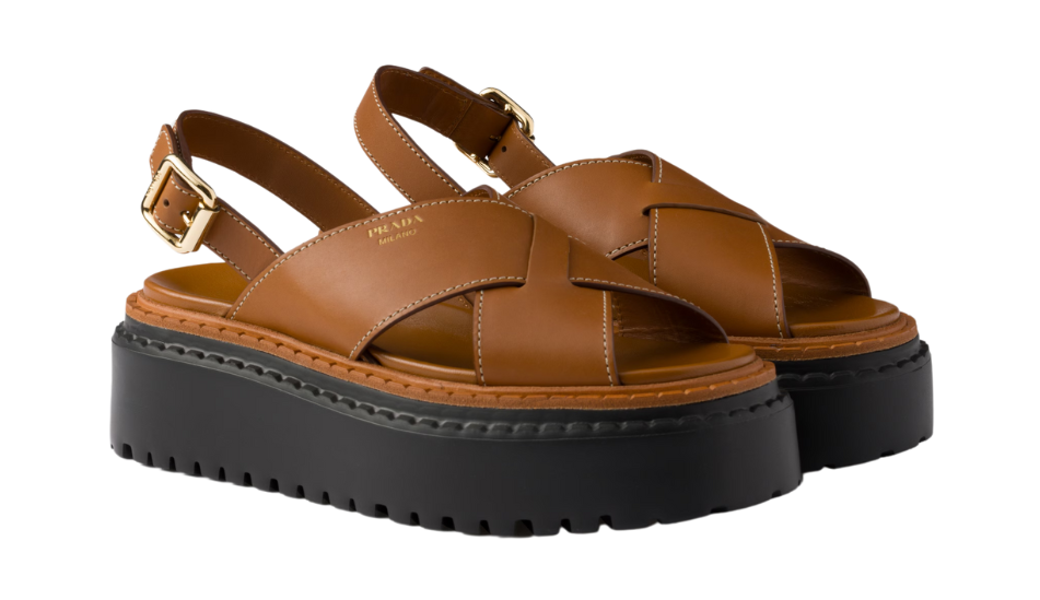Leather crisscross sandals