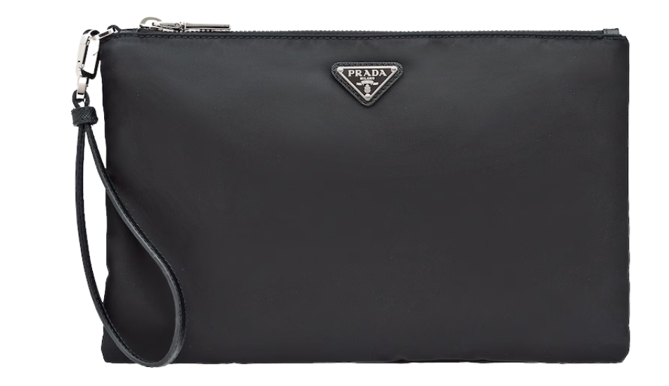 Re-Nylon and Saffiano leather pouch