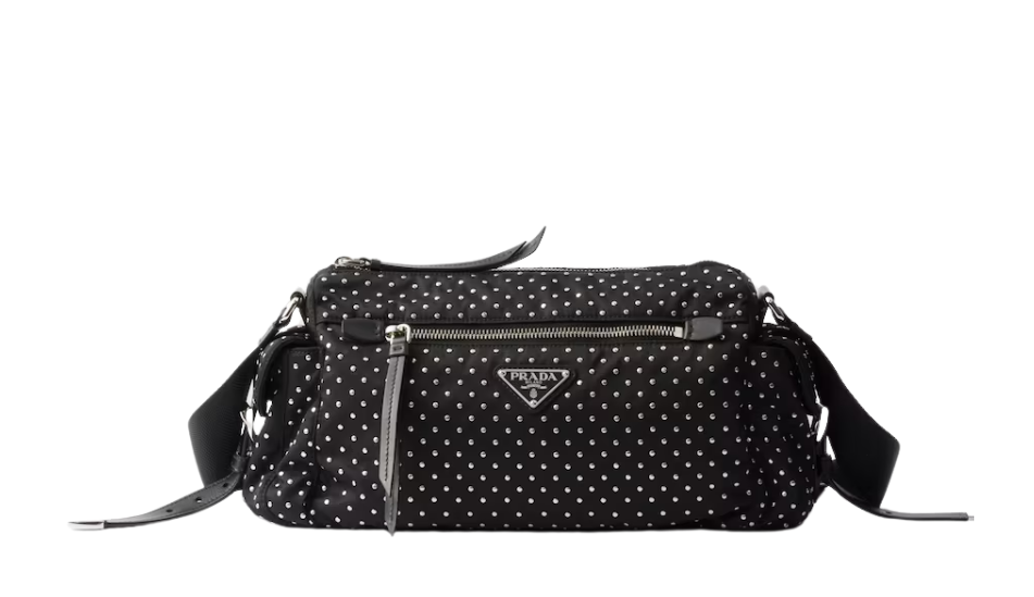 Re-Nylon bag with studs