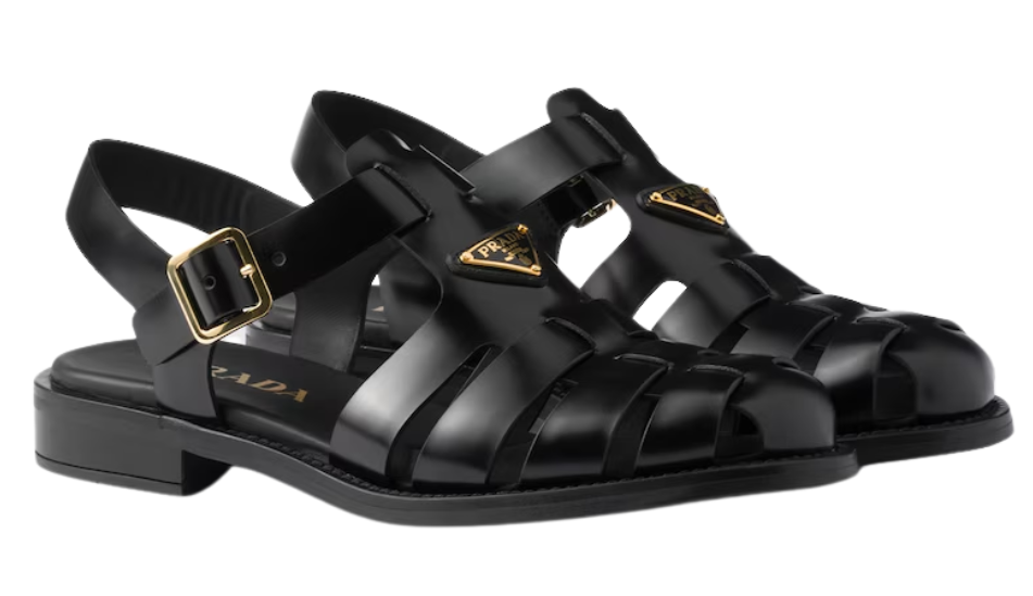 Brushed leather fisherman sandals