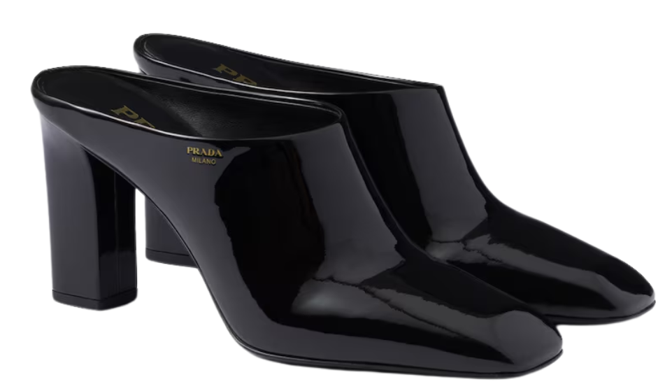 Patent leather mules