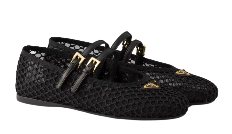 Mesh fabric ballerinas