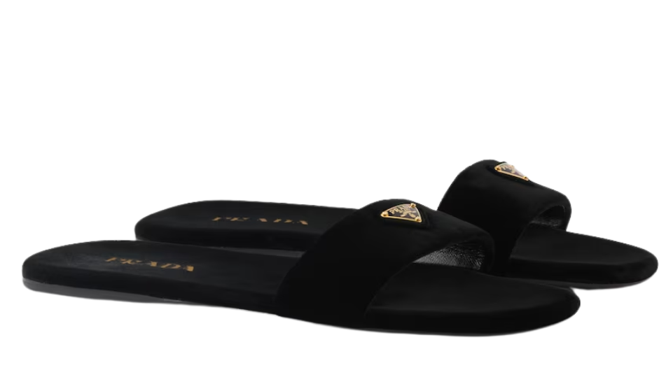 Flat velvet slides