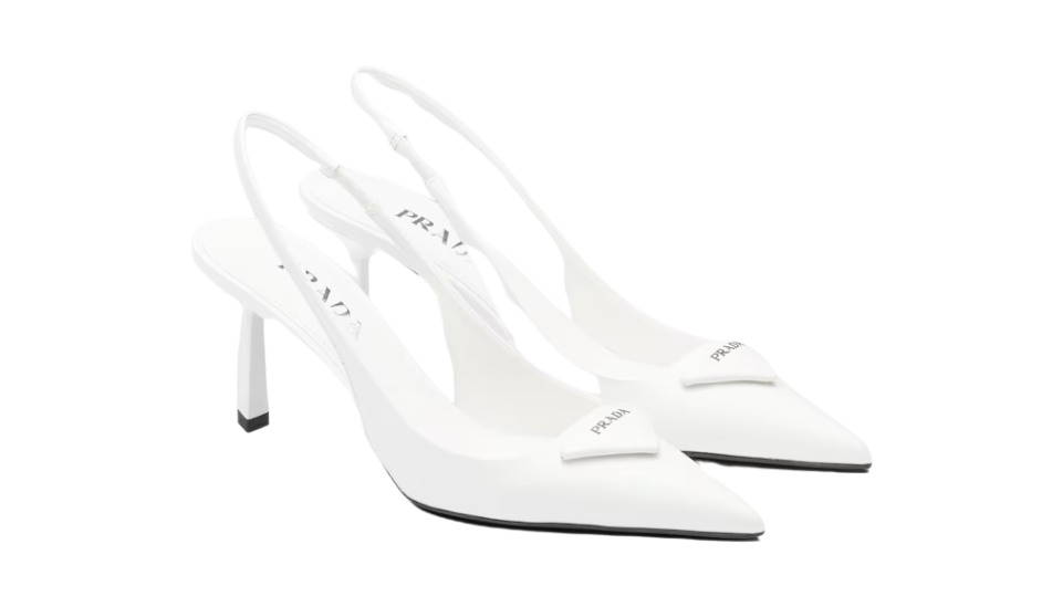 Brushed leather slingback pumps