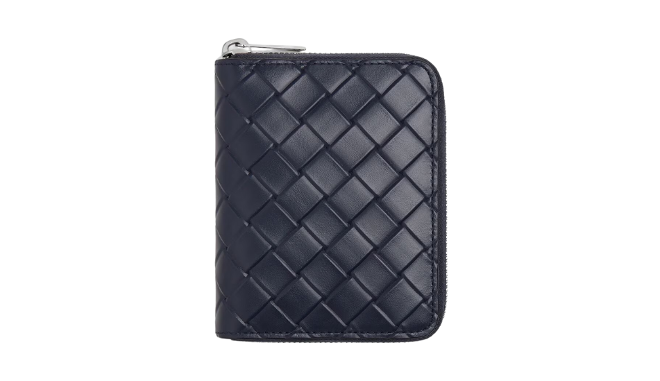 Intrecciato Stamp North/South Compact Zip Around Wallet