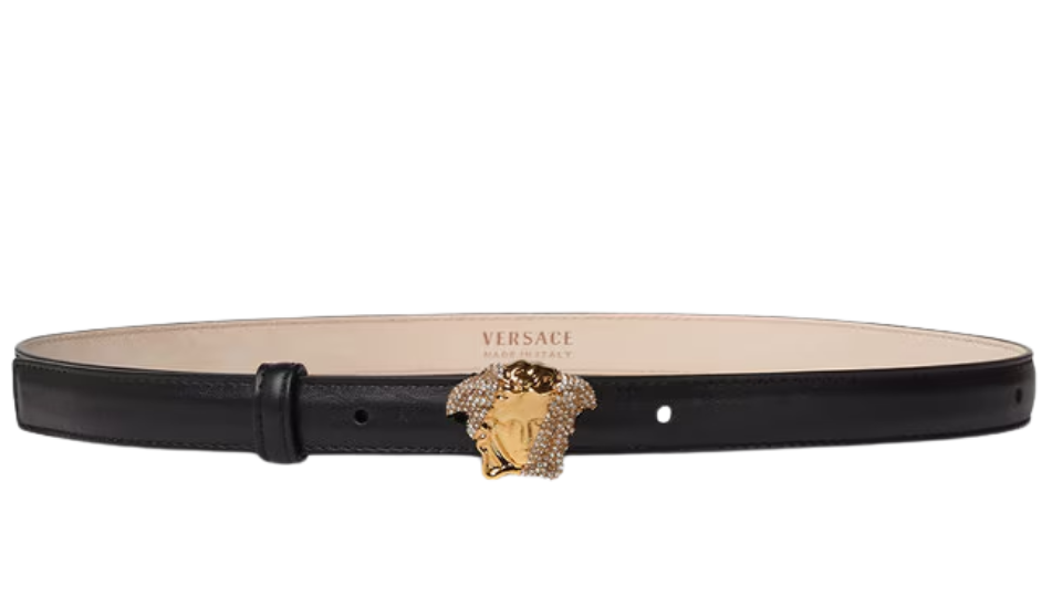 Crystal La Medusa Thin Leather Belt