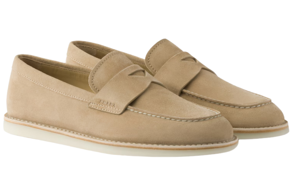Bleached suede loafers