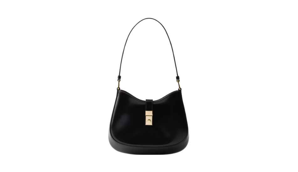 Prada Cleo brushed leather shoulder bag with clasp closure