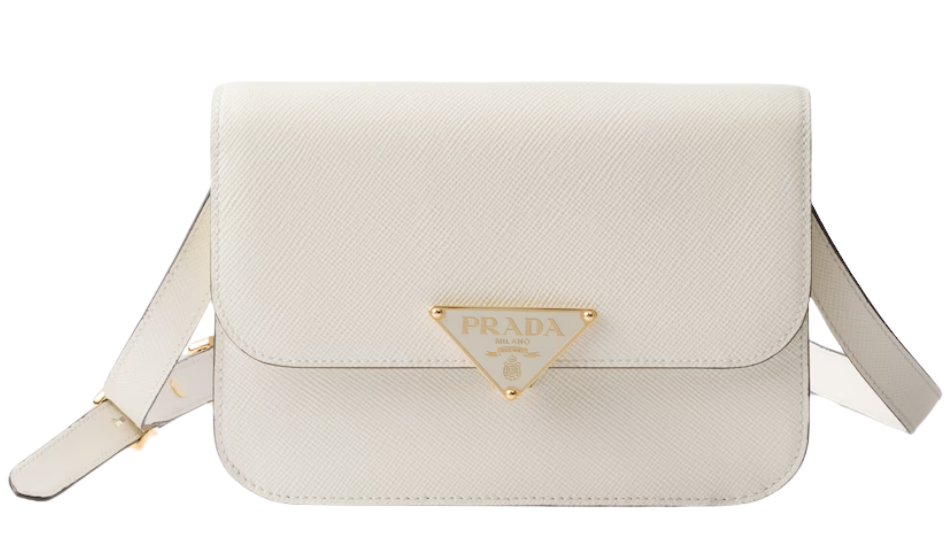 Saffiano leather flap shoulder bag