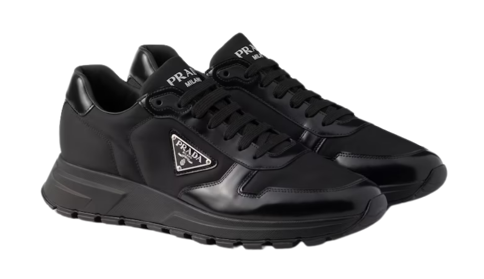 Prax 01 Re-Nylon and brushed leather sneakers