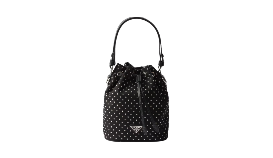 Re-Nylon mini-bag with studs