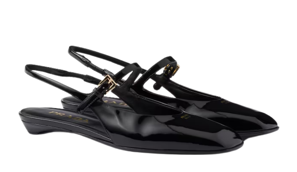 Patent leather slingback ballerinas