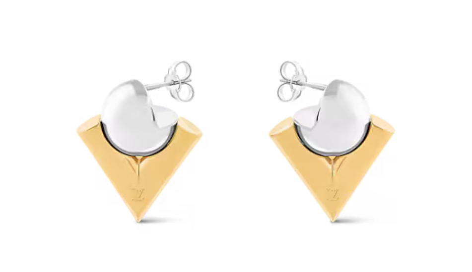 V For Vuitton Pearl And Metal Earrings