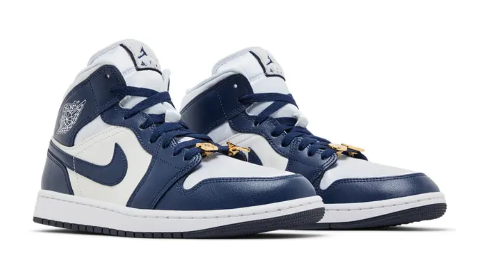 Wmns Air Jordan 1 Mid 'Midnight Navy Gold Charms'