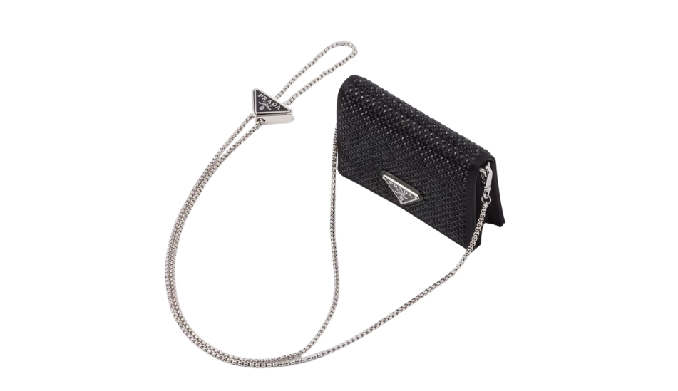 Cardholder with shoulder strap and crystals