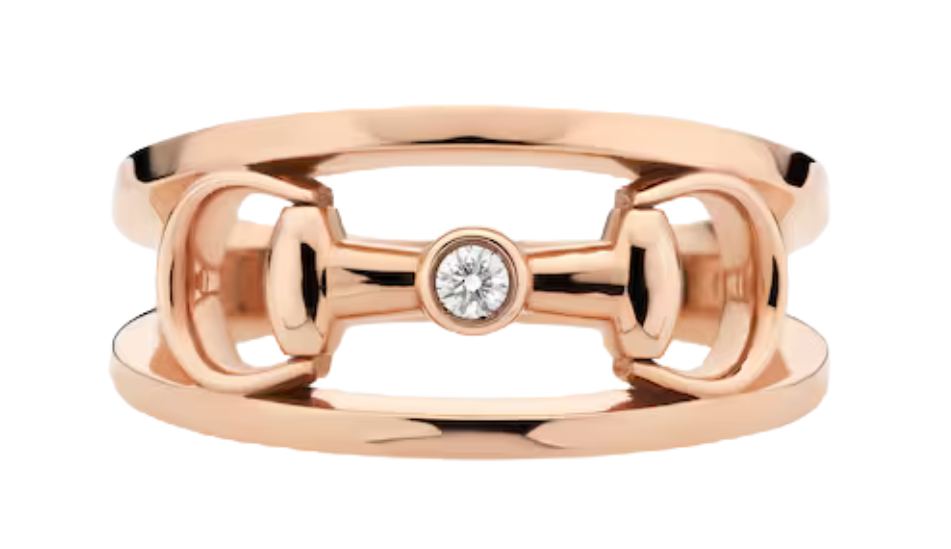 18k Horsebit wide diamond ring