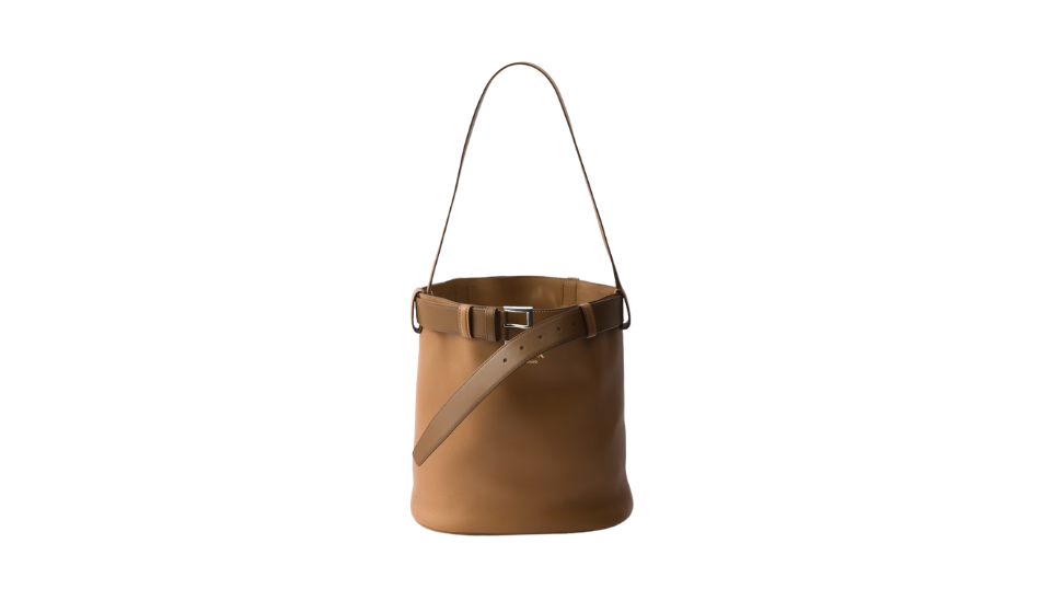 Prada Buckle leather bucket bag with belt